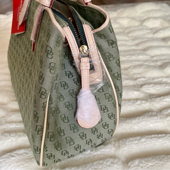 New Dooney & Bourke Signature Monogram Logo Buckle Satchel- Green - Picture 6 of 12